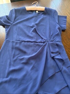 Classic Blue Short-Sleeve Twist-Detail Dress